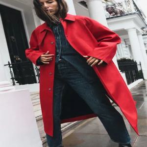 ZARA ZW 컬렉션 롱 트렌치 코트 - 레드 3811/245/600