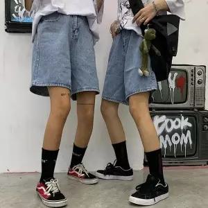미니멀 데일리 여자 여름 트렌디룩 연청 버뮤다 뒷밴딩 데님 반바지_26929606_588872