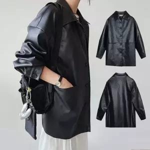 [다잇템]미니멀 데일리 여성 스트릿 오버핏 라이더 가죽 자켓 LED-RSIS-241_26929