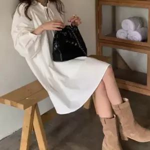 퍼프소매 넥스트링 로맨틱한 치마 리본 휴양지룩 원피스