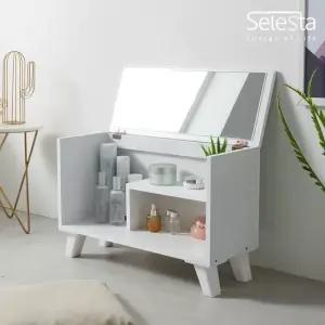 프리티C 덮개식 거울 좌식 화장대 화장대 좌식화장대 화장품정리대 화장대서랍장 콘솔