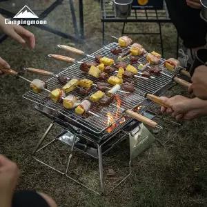 화목 난로 장작  CAMPINGMOON 대형 접이식 휴대용 스테인레스 스틸 바베큐 그릴 오븐 캠핑 피크닉 네트