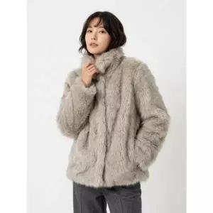 OAFISH FLUFFY MIX FUR JACKET, LIGHT GRAY