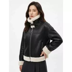 THE GREEN LAB FAUX 퍼 하이넥 무스탕 쟈켓 [블랙/아이보리]
