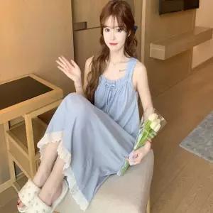 [RGO5717S]여성 민소매 홈웨어 미디 파자마 원피스 밴딩