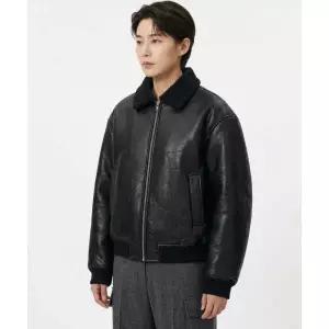 GLW 빈티지 무스탕 봄버 블랙