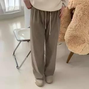 여성 가을 겨울 골지 밴딩 와이드 일자 통 바지 츄리닝 트레이닝 팬츠 PN0470S