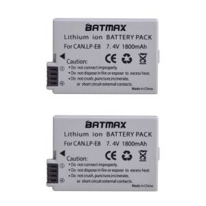 2Pcs 1800mah LP E8 LP E8 LPE8 카메라 배터리 캐논 호환 EOS 550D 600D 650D 700D X4 X5 X6i X7i T2i T3i T4i T5i 배터리
