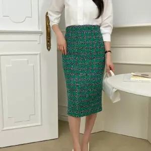 SK1937 여자 울스커트 일자 정장 빅체크 펜슬 H라인 치마 (0929)