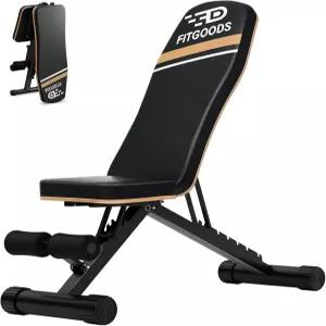 FitGoods 홈 헬스장용 조립식 접이식 웨이트 벤치 프레스 660파운드 용량 경사 감소 전신 근력 운동을 위한