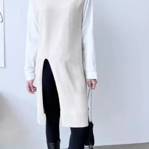 데일리 여성 니트 조끼 원피스 여자 앞트임 롱 롱원피스 롱조끼 rSA39FB
