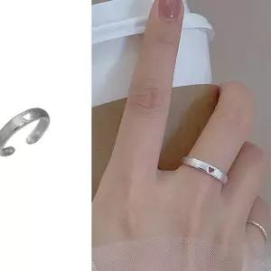 펀칭 하트링 실버반지 오픈조절가능 우정반지 커플링 알레르기방지 패션주얼리 Tr5D1C2
