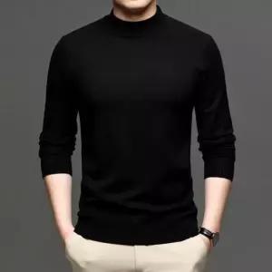목티 스웨터 따뜻한 반폴라 캐주얼 남자 니트웨어 데일리 무지 니트 기본 겨울 패션