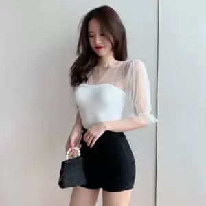 다잇템 포인트 데일리 [HH-B42] 시스루 퍼프 반팔 니트 3컬러 다잇템
