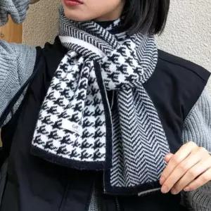 여성 중년 목도리 겨울 하운드체크 캐시미어 롱 머플러