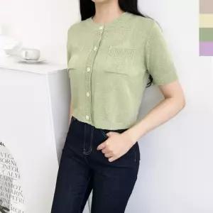 미니멀 2L-CBB 1053 여자시원한포켓크롭반팔니트가디건 옷자락 코디