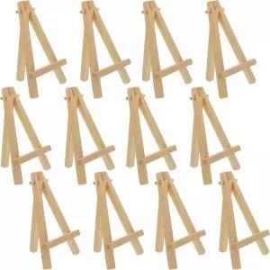 미술 용품 5인치 미니 이젤 12팩 천연 나무 A프레임 테이블탑 디스플레이 스탠드 소형 작은 캔버스 공예품