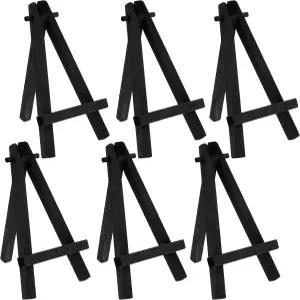 미술 용품 5인치 미니 이젤 6팩 블랙 우드 A 프레임 테이블탑 디스플레이 스탠드 소형 작은 캔버스 공예품
