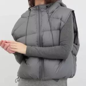 크롭 패딩조끼 루즈핏 퍼프 숏 퀼팅 후드 베스트 간절기 방한