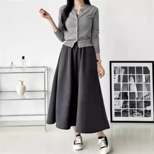 데일리 여자 하객룩 배색 벨티드 셔츠 반팔 롱 원피스 데일리