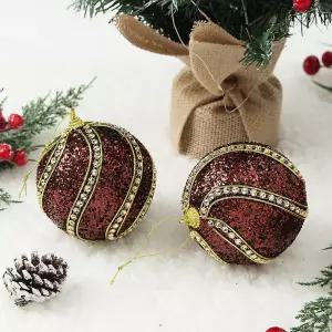 초코브라운 글리터 장식볼 2p세트(10cm) (블링회오리)