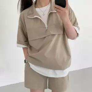 여성 아노락 반팔 반바지 트레이닝 세트 여 운동복