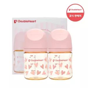 더블하트 PPSU 젖병 스윗러브 밀키 핑크 160ml 트윈팩 노꼭지