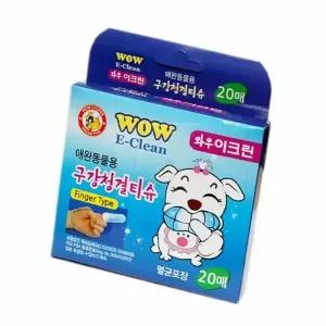 ( )바로찬 이크린 구강청결티슈 20매 강아지핑거칫솔 강아지구취제거 강아지이빨닦기 강아지손가락티슈 개
