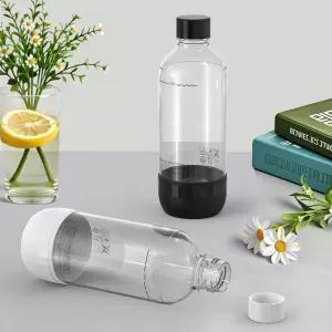 써니오션 1리터 탄산음료 병 - BPA 프리 PET 재사용 2개 세트 검은색 1개 흰색 탄산수 제조기 및 워터
