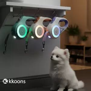 꾼스 튼튼한 강아지 자동 LED 리드줄 반려견 목줄 개줄 산책줄