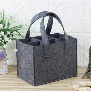펠트 와인백 6구 그레이 24X18CM 나들이 맥주캐리어 와인쇼핑백 맥주가방 와인캐리어 맥주버킷