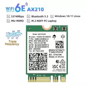 WiFi 6E AX210 Bluetooth 5.3 M.2 무선 카드 Intel AX210NGW 2.4Ghz 5Ghz 6Ghz 5374Mbps 802.11ax 노트북 P