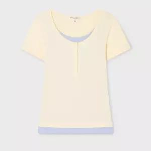 후아유 Layered Henley Short-Sleeve T-shirt WHRAG2491F
