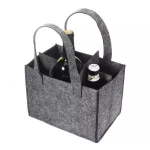 6구 펠트 와인백 24x18cm 그레이 술병 보관가방 칸막이 분리 수납