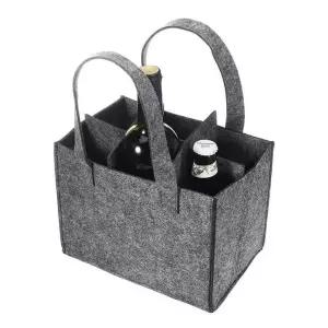 [제이큐]6구 펠트 와인백 24x18cm 그레이 술병 보관가방 칸막이 분리 수납 대용