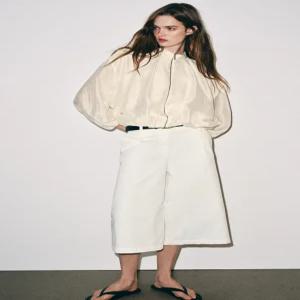 ZARA 플리츠 봄버 재킷 - 크림 7817/316/712