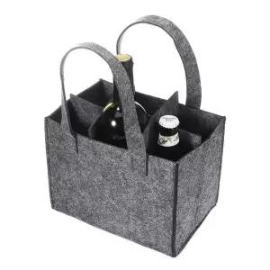 6구 펠트 와인백 24x18cm 그레이 술병 보관가방 칸막이 분리 수납