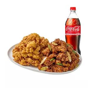 (노랑통닭) (순살/뼈)반반치킨(대파 간장/후라이드)+콜라1.25L
