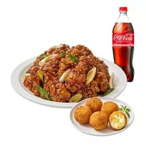 (노랑통닭) (순살/뼈)대파 간장 치킨+모짜체다치즈볼+콜라1.25L