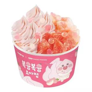 (요아정) [저당 복숭아] 리틀어피치 자몽 톡톡 복숭아 2인(저당 복숭아 요거트 아이스크림 2인+복숭아+자몽+팝핑보바 리치+하트코코넛 젤리+연유)