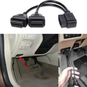 OBD 스플리터 어댑터 직각 30cm/12 II 연장 케이블 남성에서 듀얼 여성 Y 16핀 코드