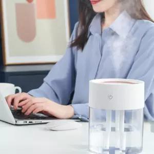 거실 미니 대용량 3구 가습기 USB 침실 무드등 2L