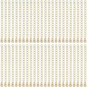 주얼리 제작용 비비크래프트 60개입 체인 연장기 18K 골드 도금 4cm 팔찌 목걸이용 커브 볼 엔드가 달린