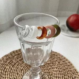 여자 아크릴 오목 빅 볼드 링 귀찌 귀걸이