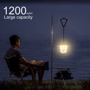 LED 캠핑 램프 비상 조명 랜턴 무단 레트로 분위기 샹들리에 낚시 하이킹용 C 타입 충전 1200mAh