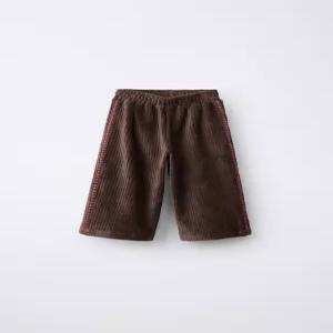 ZARA 하트 자수 코듀로이 큐롯 팬츠 - 초콜렛 9860/525/717 536674
