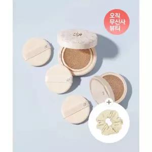 매장정품 HHJBEAUTY [샵뚱개발/리필 포함] 마스터 핏 쿠션 기획세트 (본품+리필+퍼프3P) [스크런치,종이백