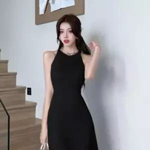 [RGM7M8TQ]홀터넥 민소매 나시 원피스 미디 원피스 하객룩