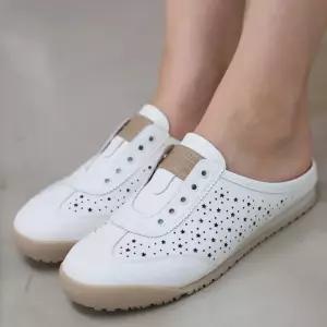 WS31697 여성 캐주얼 펀칭 별장식 끈없는 뮬 단화 운동화