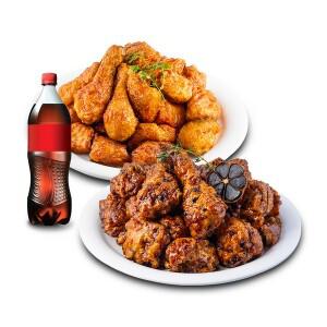 (호식이두마리) (행복두배세트) 간장치킨+딥블랙갈릭치킨+콜라1.25L
